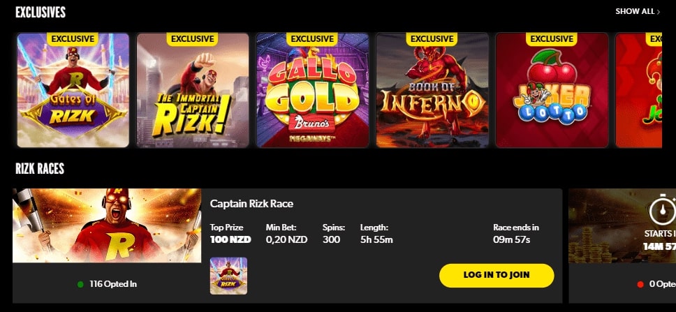 rizk casino online games