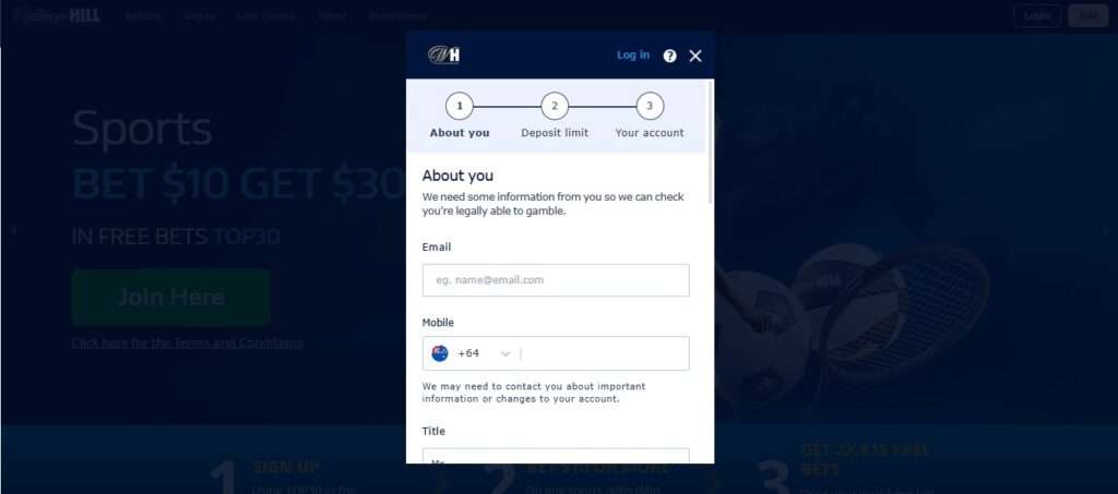 registering with William Hill Casino